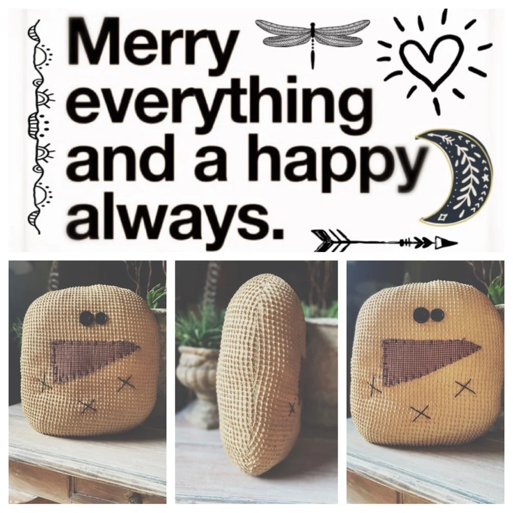 Primitive Tea-dyed Rustic Snowman Pillow